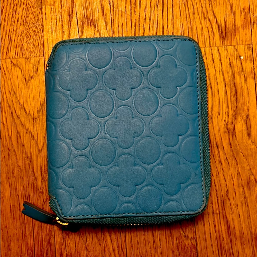 CDG Comme Des Garçons Blue Embossed Zip Wallet